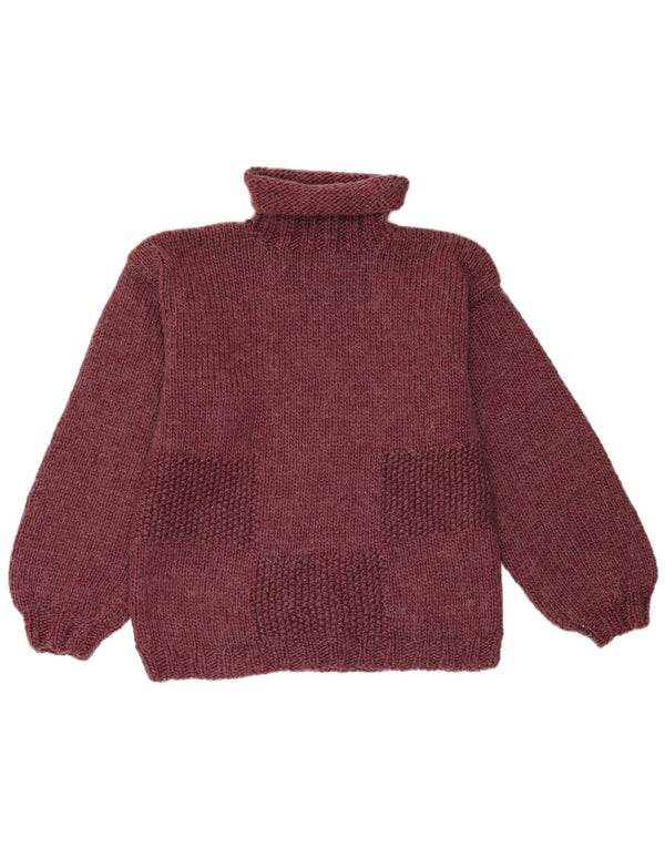 Vintage Damen Rollkragenpullover Pullover UK 14 Medium Burgund