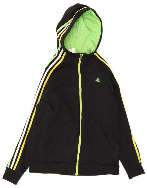 Adidas Jungen Kapuzenpullover mit Reißverschluss, 13–14 Jahre, schwarze Baumwolle