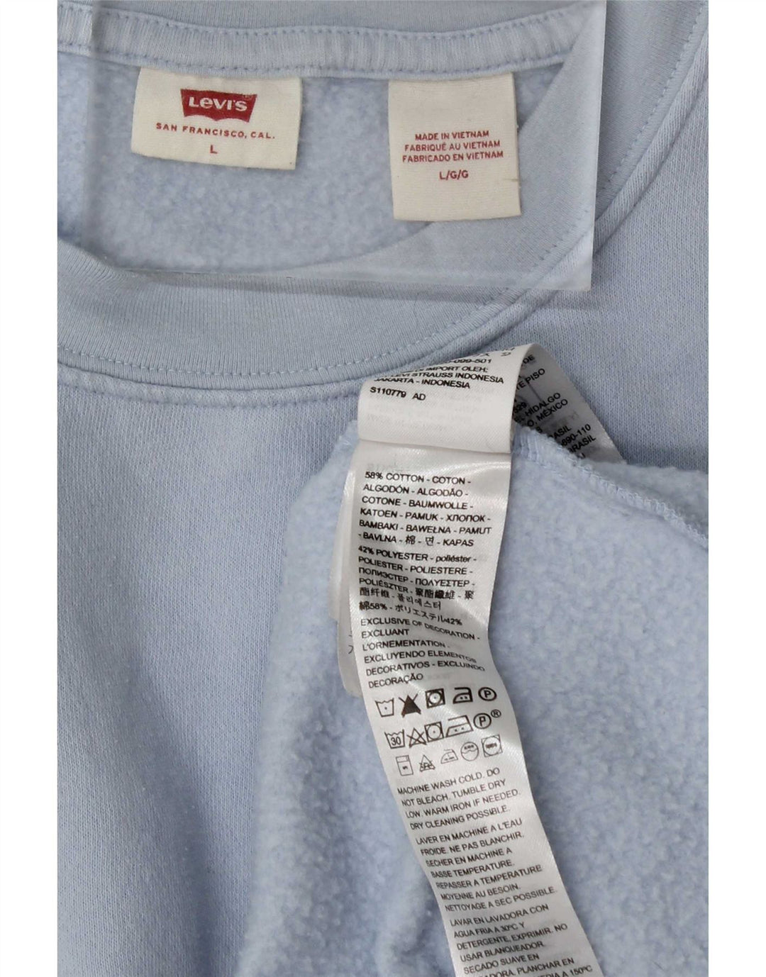 Levi's Damen-Sweatshirt-Pullover UK 16 Large Blaue Baumwolle