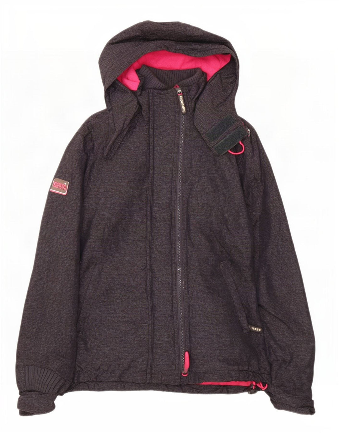 Superdry Damen Windcheater Kapuzen-Windjacke UK 16 Large Grau