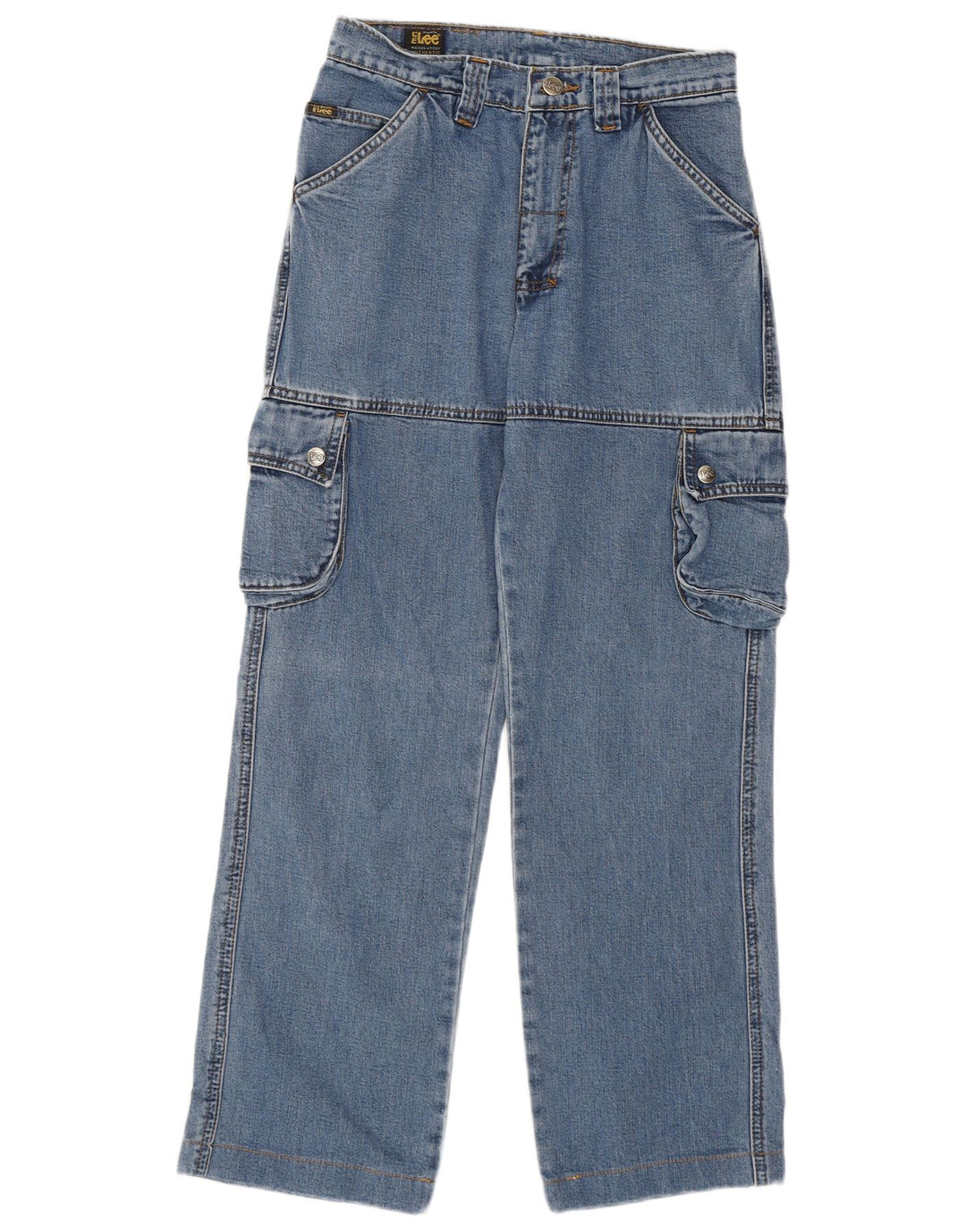Lee Damen Cargo Straight Jeans W27 L27 Blaue Baumwolle