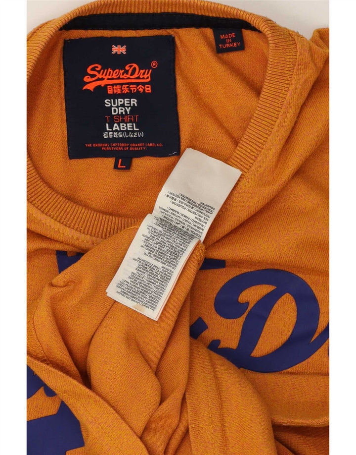 Superdry Herren Grafik-T-Shirt-Oberteil, Größe L, Orange, Baumwolle