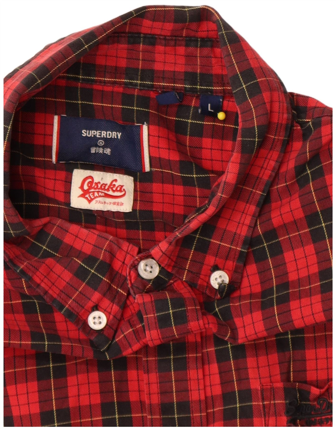 Superdry Herren-Flanellhemd, groß, rot kariert, Baumwolle