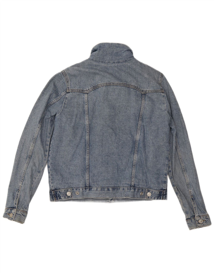 Topshop Damen Sherpa Jeansjacke UK 12 Mittelblaue Baumwolle