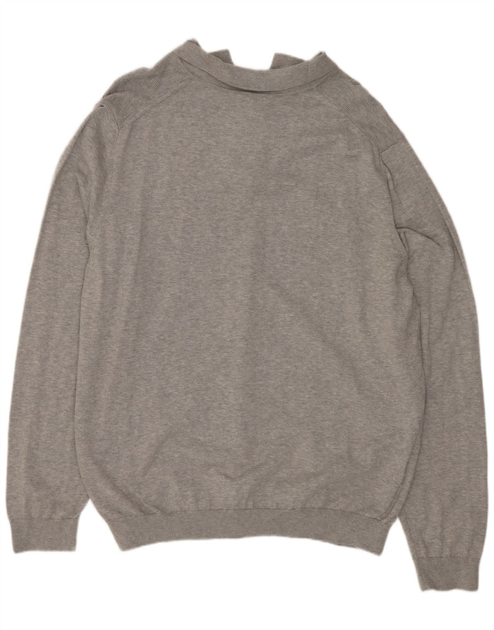 Marks & Spencer Herren-Pullover mit Polokragen, XL, graue Baumwolle
