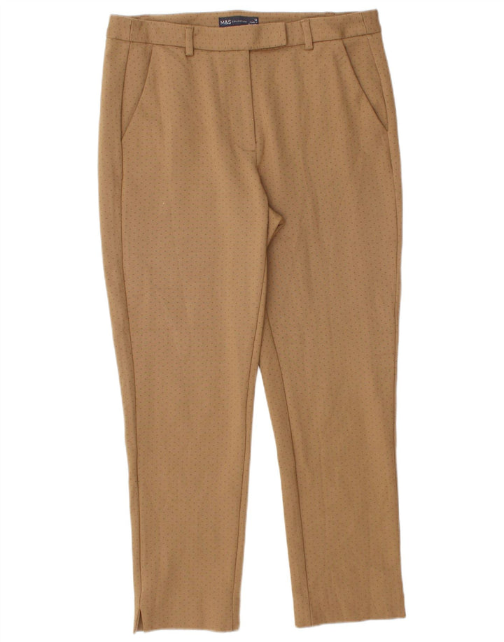 Marks & Spencer Kurz geschnittene Damenhose UK 12 Medium W32 L25 Beige gefleckt