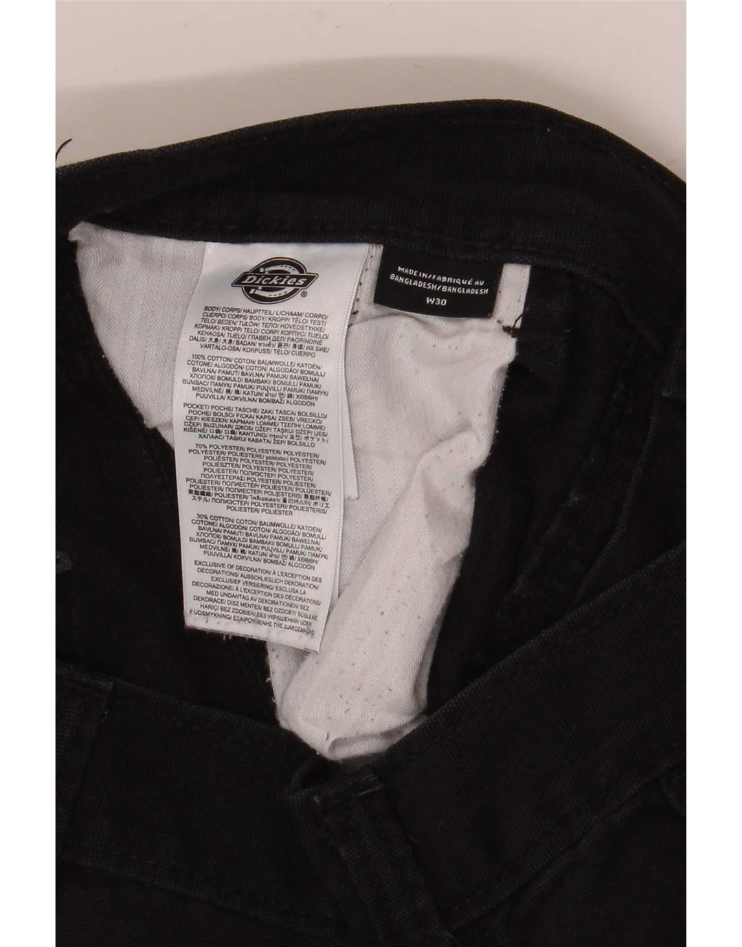 Dickies Herren gerade Cargohose W30 L32 schwarze Baumwolle