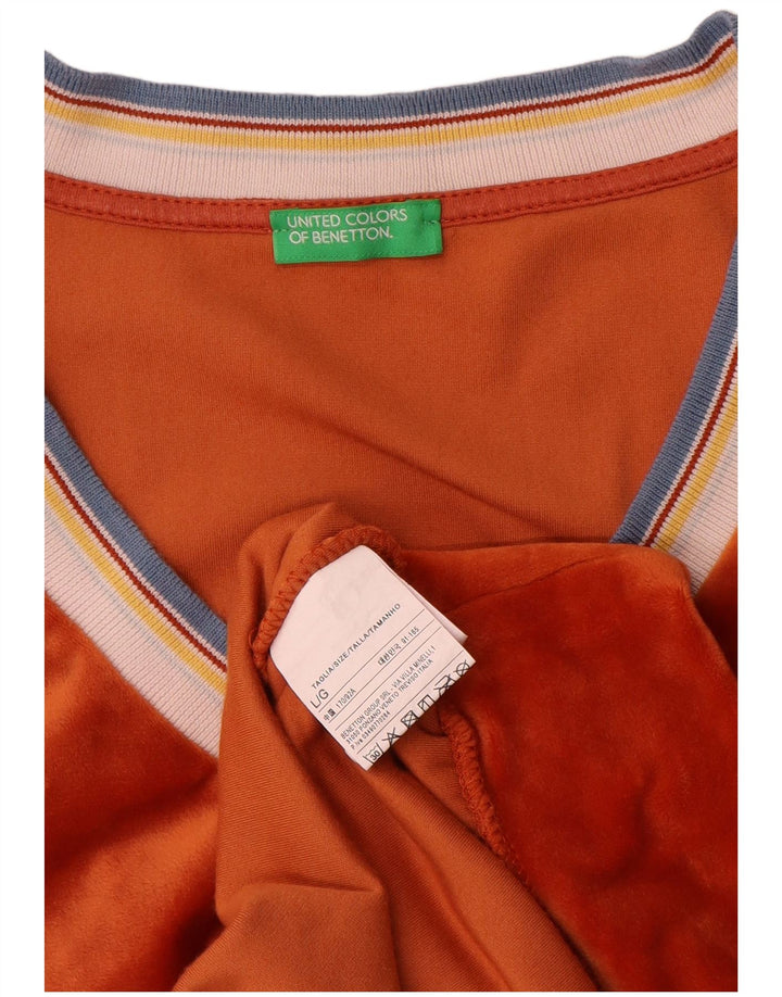 Benetton Damen-Blusenoberteil aus Samt, übergroß, UK 46, Größe L, Orange, Polyester