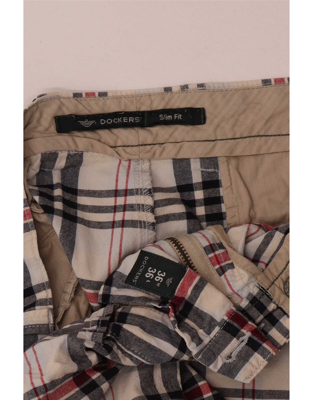 Dockers Herren Khakis Slim Fit Casual Shorts W36 Großes mehrfarbiges Karomuster