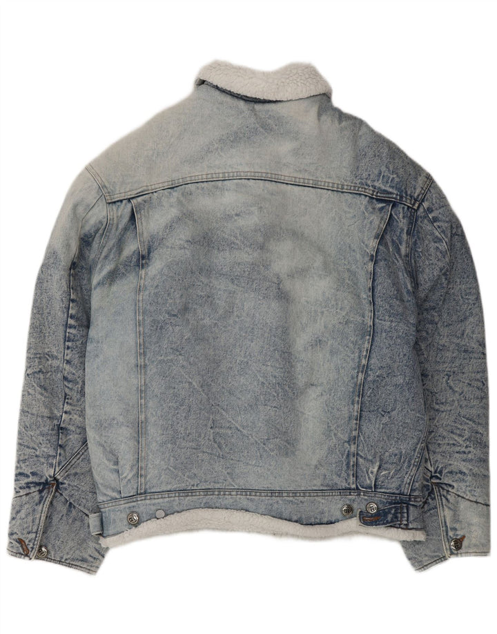Parfois Herren Denim Sherpa Jacke UK 40 Large Blau Baumwolle