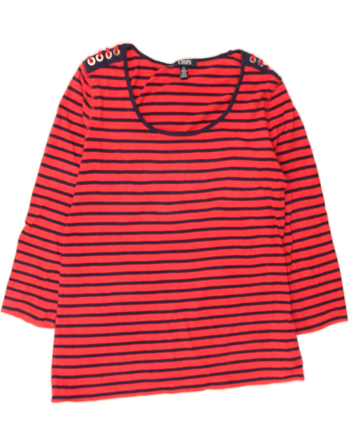 CHAPS Womens Top 3/4 Sleeve UK 14 Large Red Striped Cotton Vintage Chaps and Second-Hand Chaps from Messina Hembry 