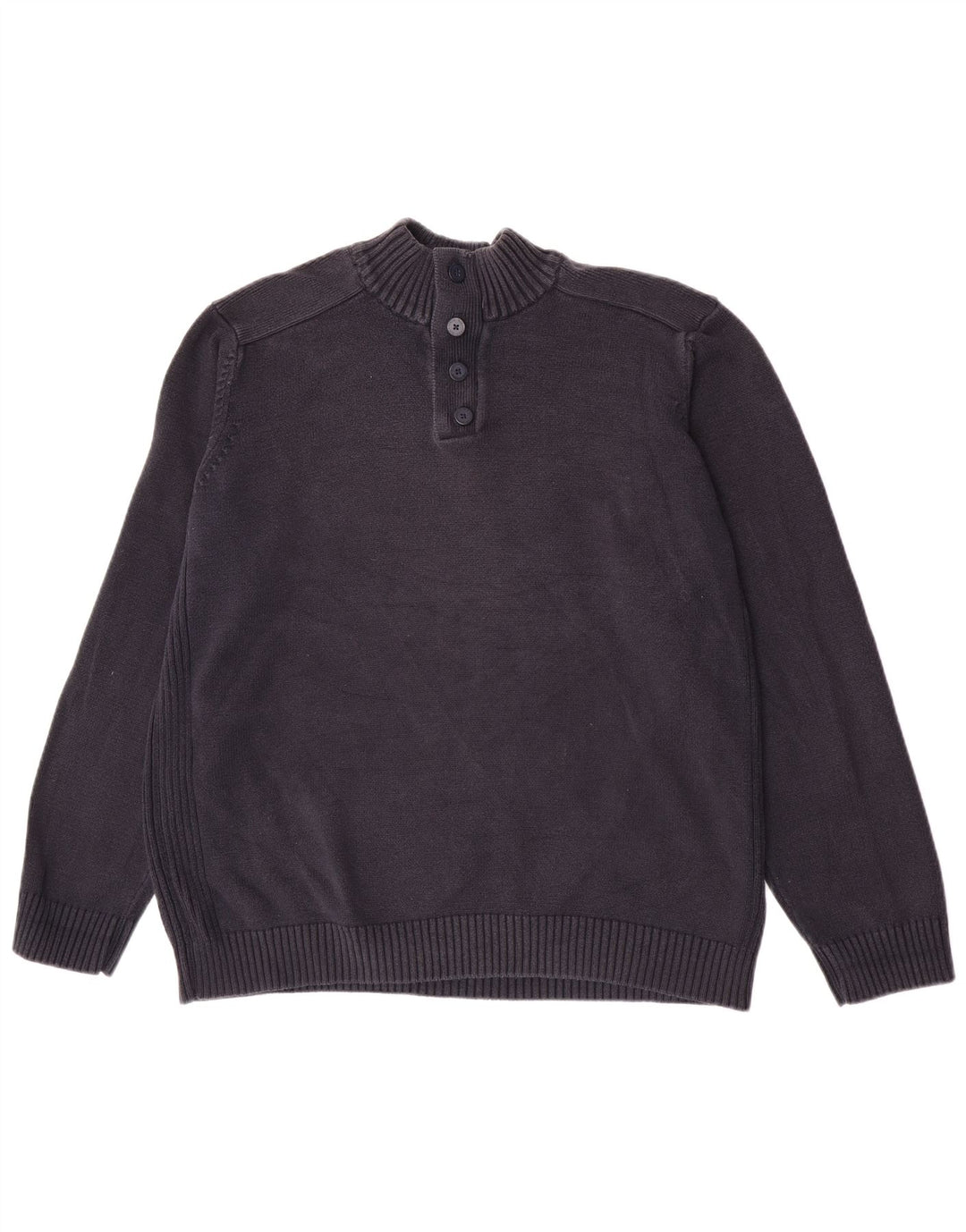 Marks & Spencer Herren Blauer Harbour-Pullover mit Knopfkragen, XL, Marineblau, Baumwolle