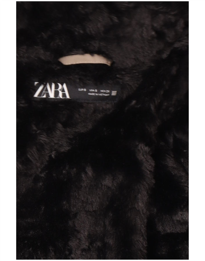 Zara Damen-Kapuzen-Sherpa-gepolsterte Jacke, UK 10, Größe S, grau, Polyester
