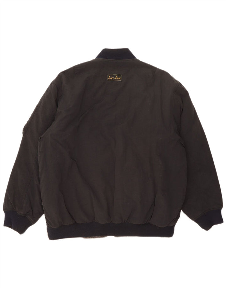 Life Line Herren-Bomberjacke mit Grafik, UK 38, mittelgraue Colourblock-Wolle
