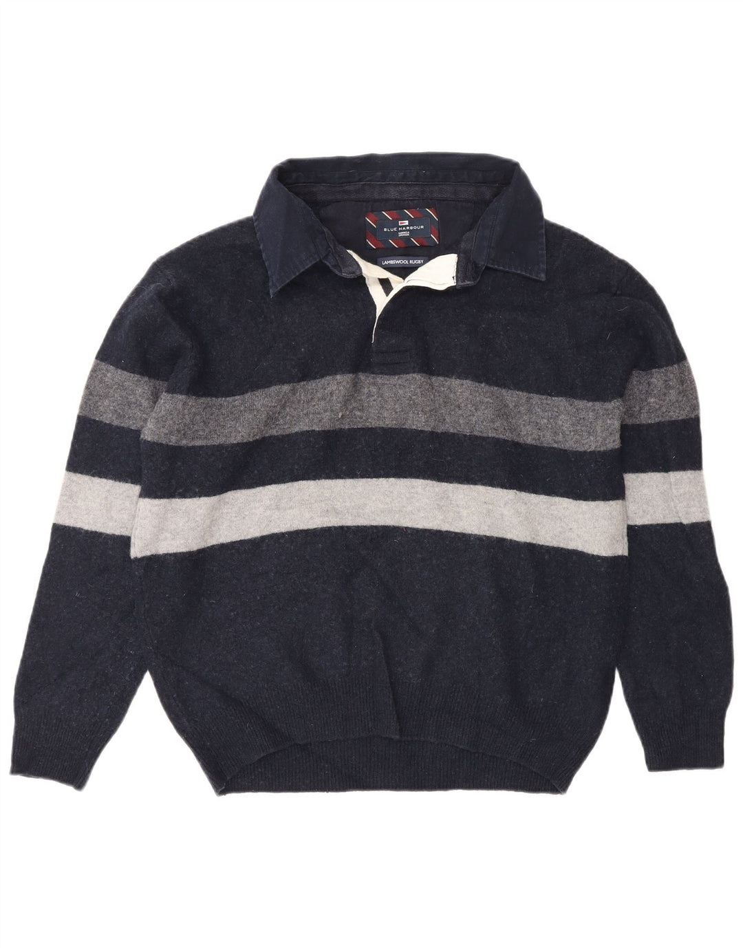 Marks & Spencer Herren-Pullover „Harbor“ mit Polokragen, Blau, Größe L, Marineblau