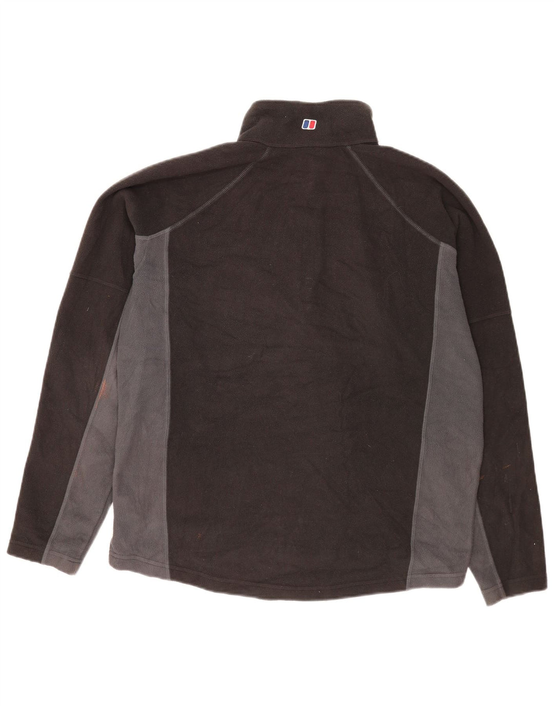 Berghaus Herren-Fleecepullover mit Reißverschluss am Hals, großes schwarzes Farbblock-Polyester