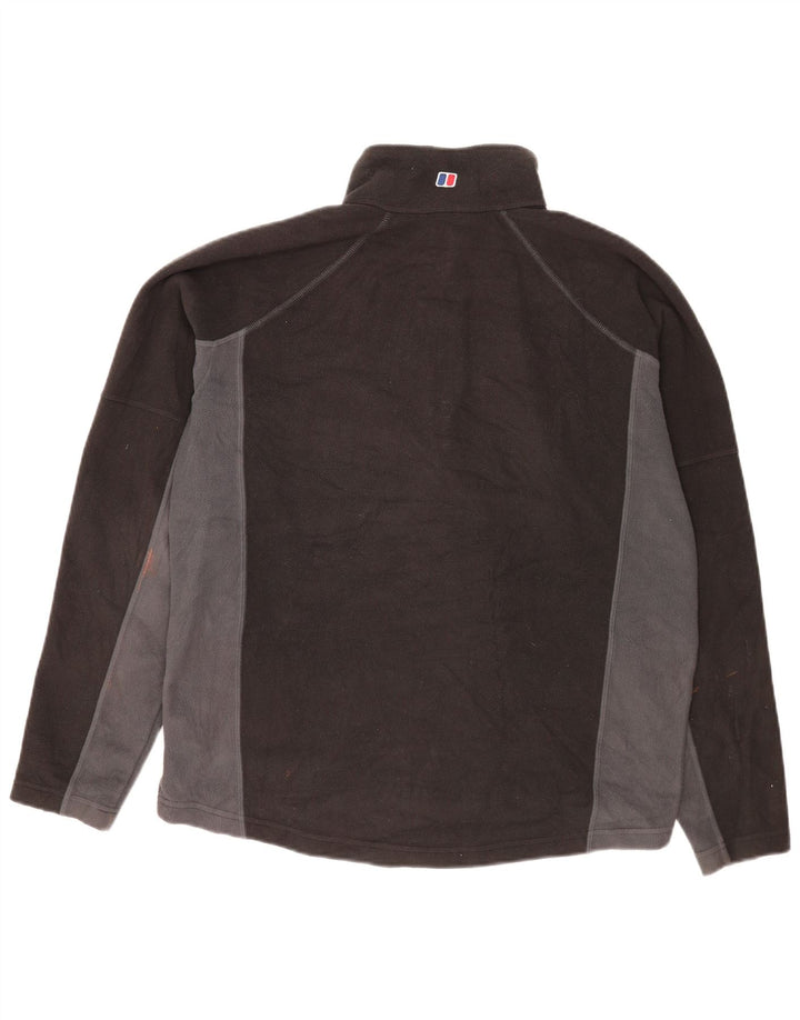Berghaus Herren-Fleecepullover mit Reißverschluss am Hals, großes schwarzes Farbblock-Polyester