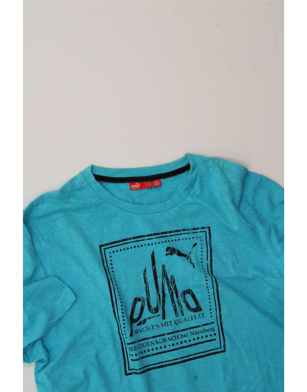 PUMA Mens Graphic T-Shirt Top Large Blue Cotton Vintage Puma and Second-Hand Puma from Messina Hembry 