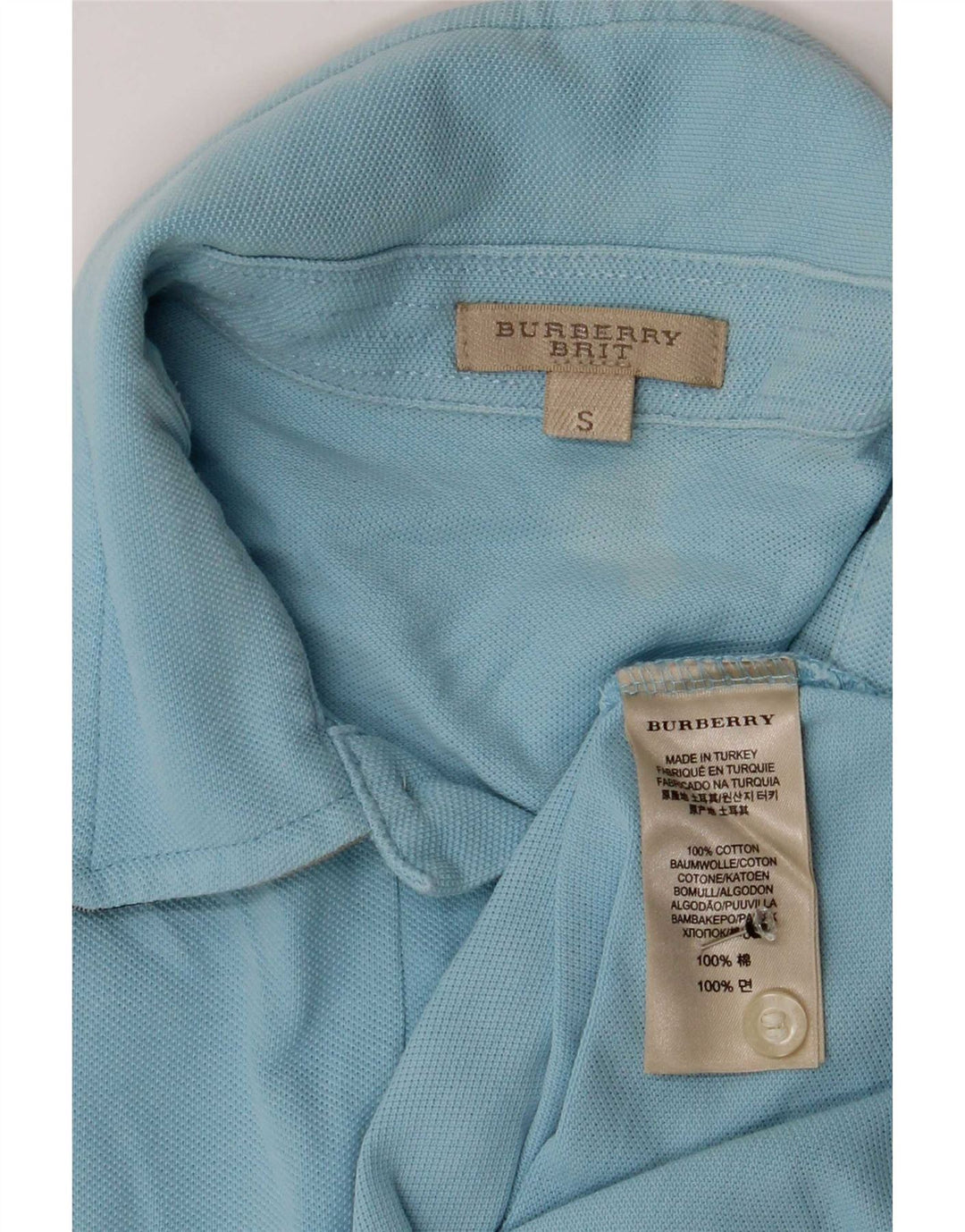 Burberry Herren BRIT Poloshirt Kleine blaue Baumwolle