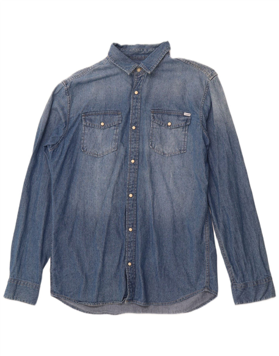 JACK & JONES Herren-Jeanshemd, große blaue Baumwolle