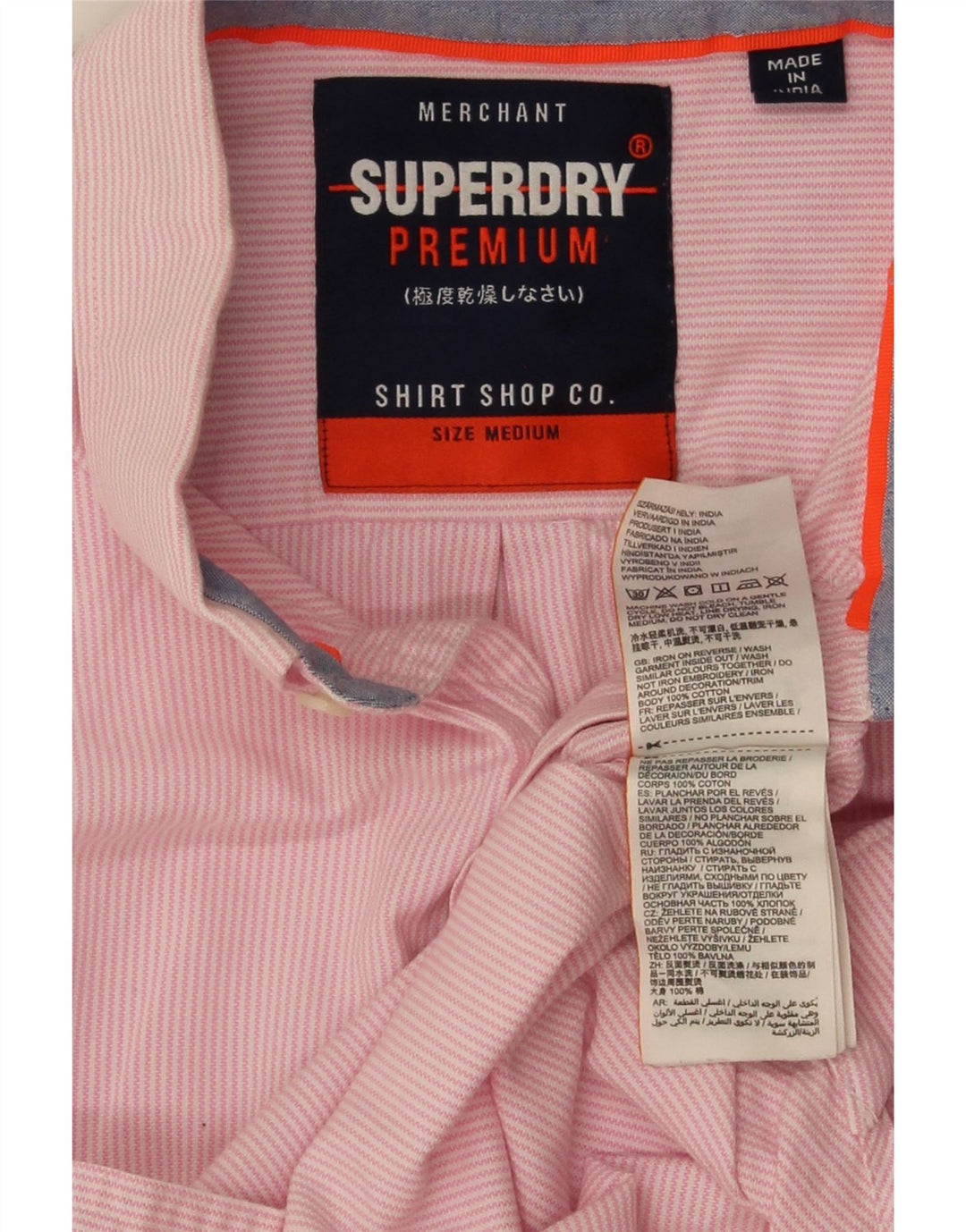 Superdry Herren Kurzarm-Hemd in normaler Passform Mittelrosa Nadelstreifen-Baumwolle