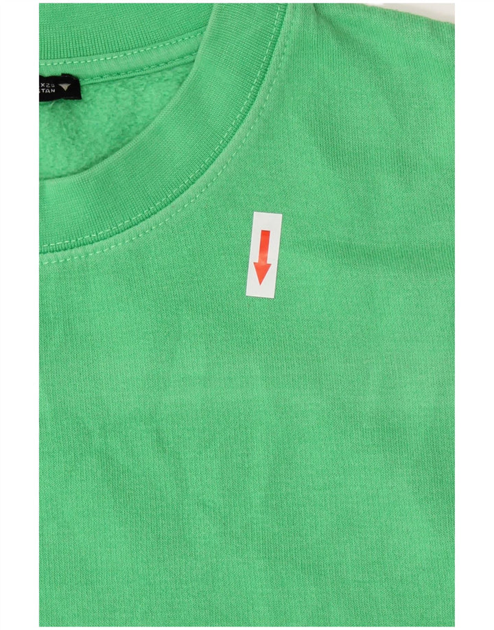 Zara Damen Crop Sweatshirt Pullover UK 14 Mittelgrüne Baumwolle