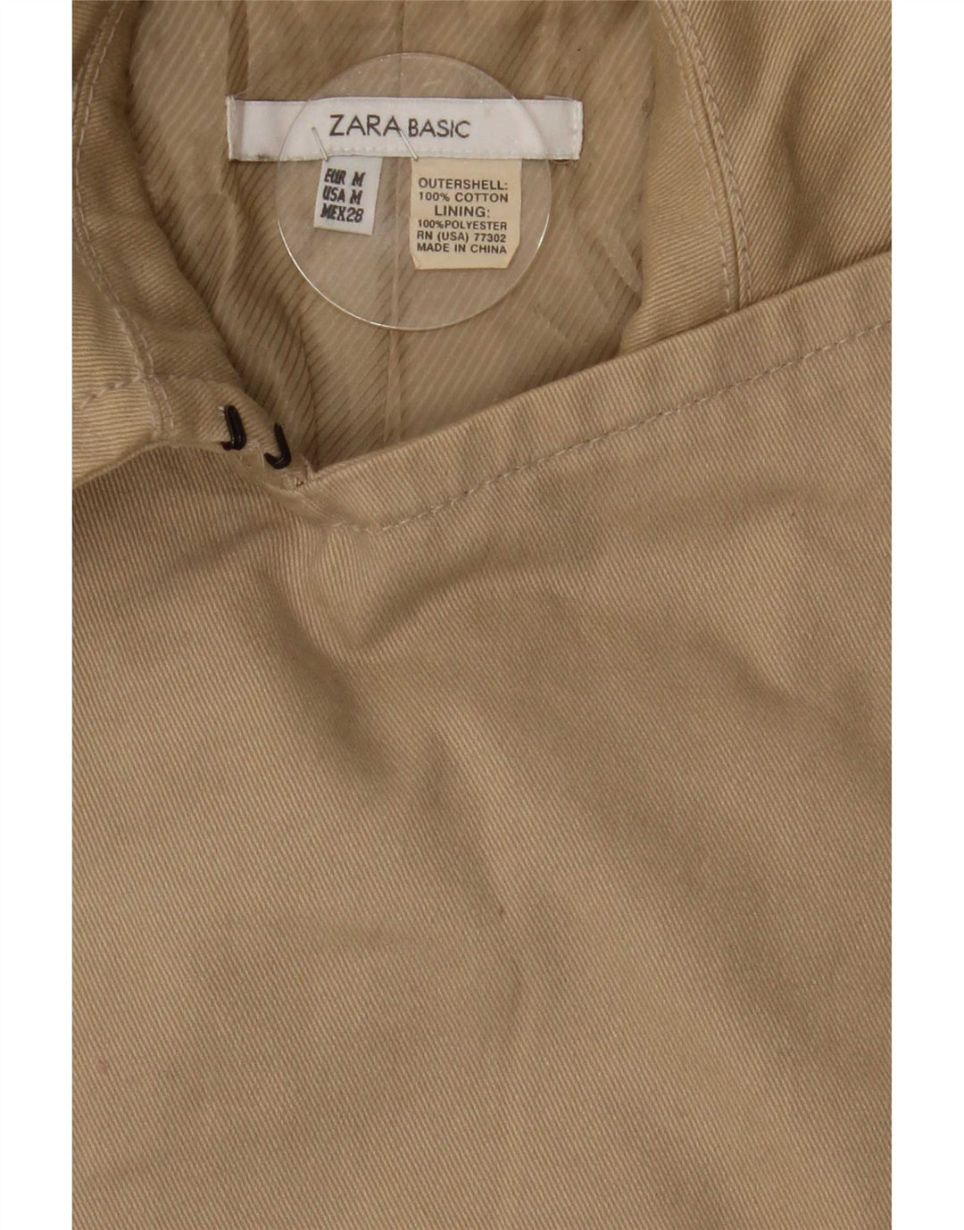 Zara Damen Zweireihiger Trenchcoat UK 14 Mittelbeige Baumwolle