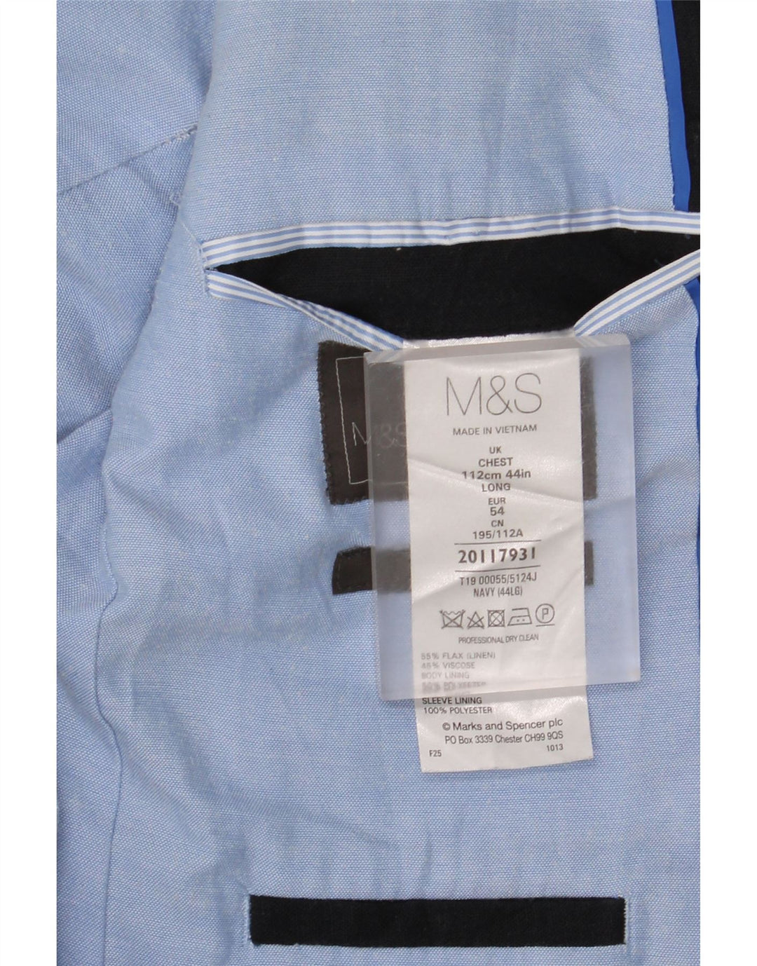 Marks & Spencer Herren-Blazer mit 2 Knöpfen, UK 44, XL, Marineblau, Flachs