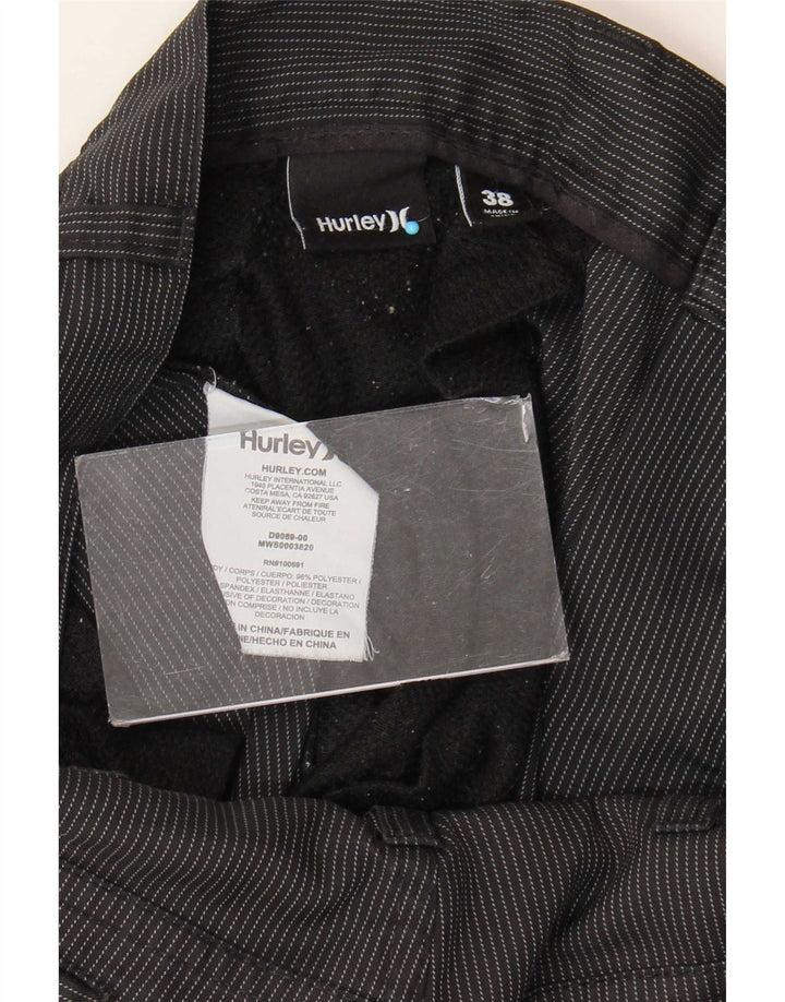 Hurley Herren-Chinoshorts W38 XL, schwarzes Nadelstreifen-Polyester