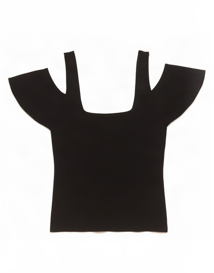 Topshop Schulterfreies Top für Damen, UK 10, Größe S, Schwarz, Viskose