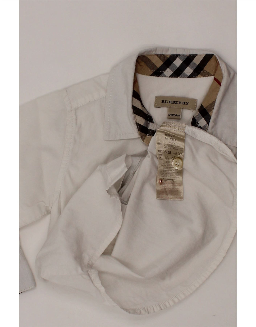 BURBERRY Baby-Jungen-Shirt, 9–12 Monate, weiße Baumwolle