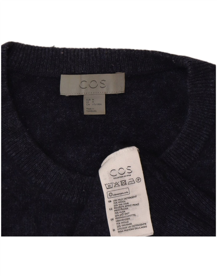 Cos Herren-Pullover mit Rundhalsausschnitt, mittlere marineblaue Wolle