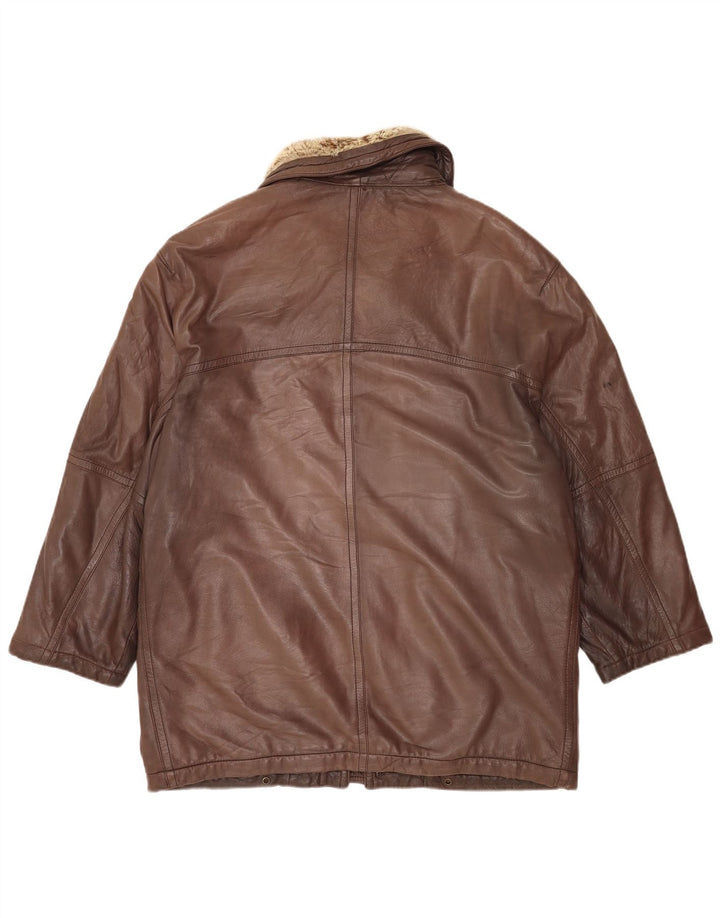 Vintage Herren Ledermantel EU 48 Mittelbraunes Leder