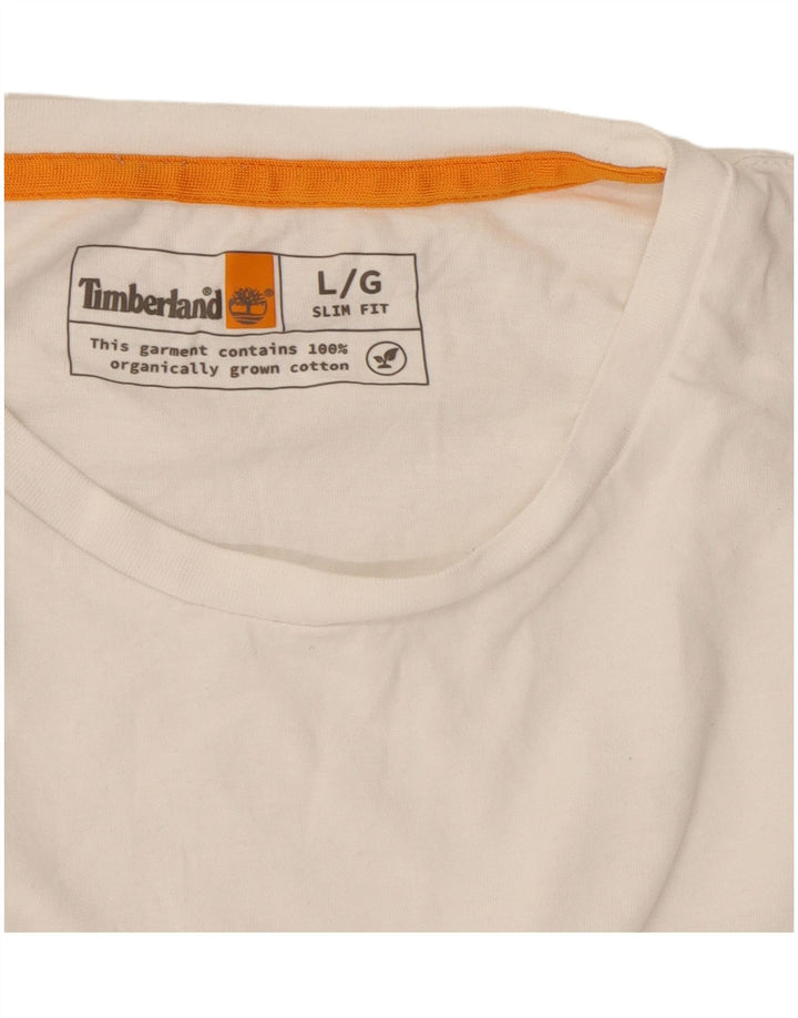 Timberland Herren Slim Fit T-Shirt Top Große weiße Baumwolle