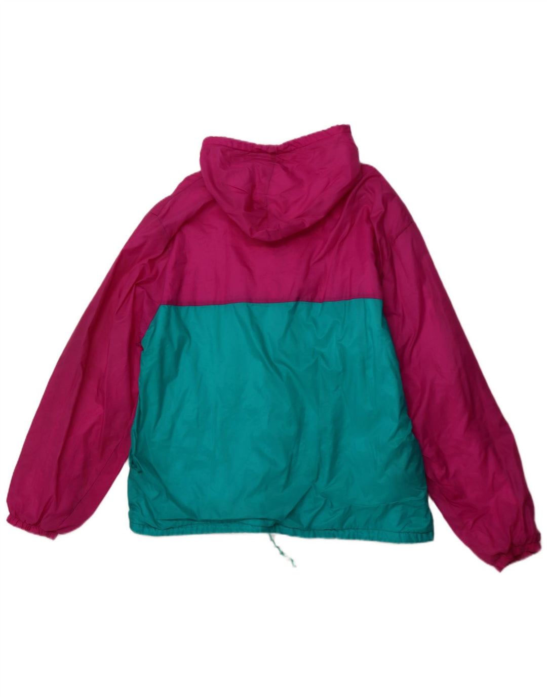 VINTAGE Herren-Regenjacke mit Kapuze, UK 42 XL, rosafarbenes Colourblock-Polyamid