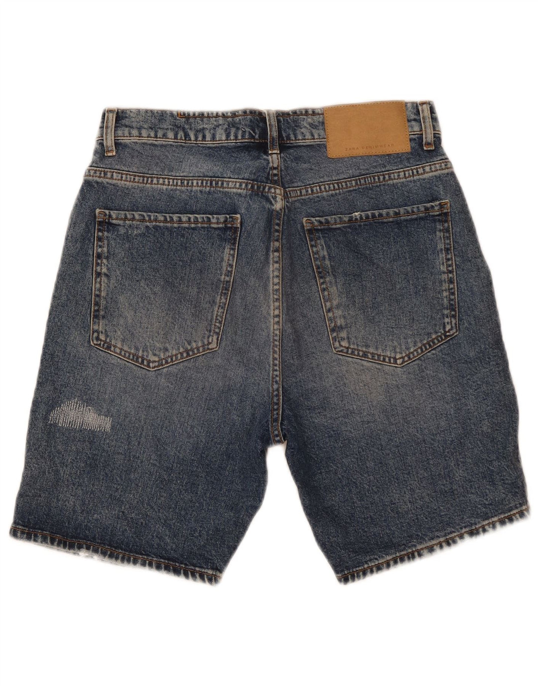 Zara Herren Distressed Denim Shorts EU 40 Medium W31 Blaue Baumwolle