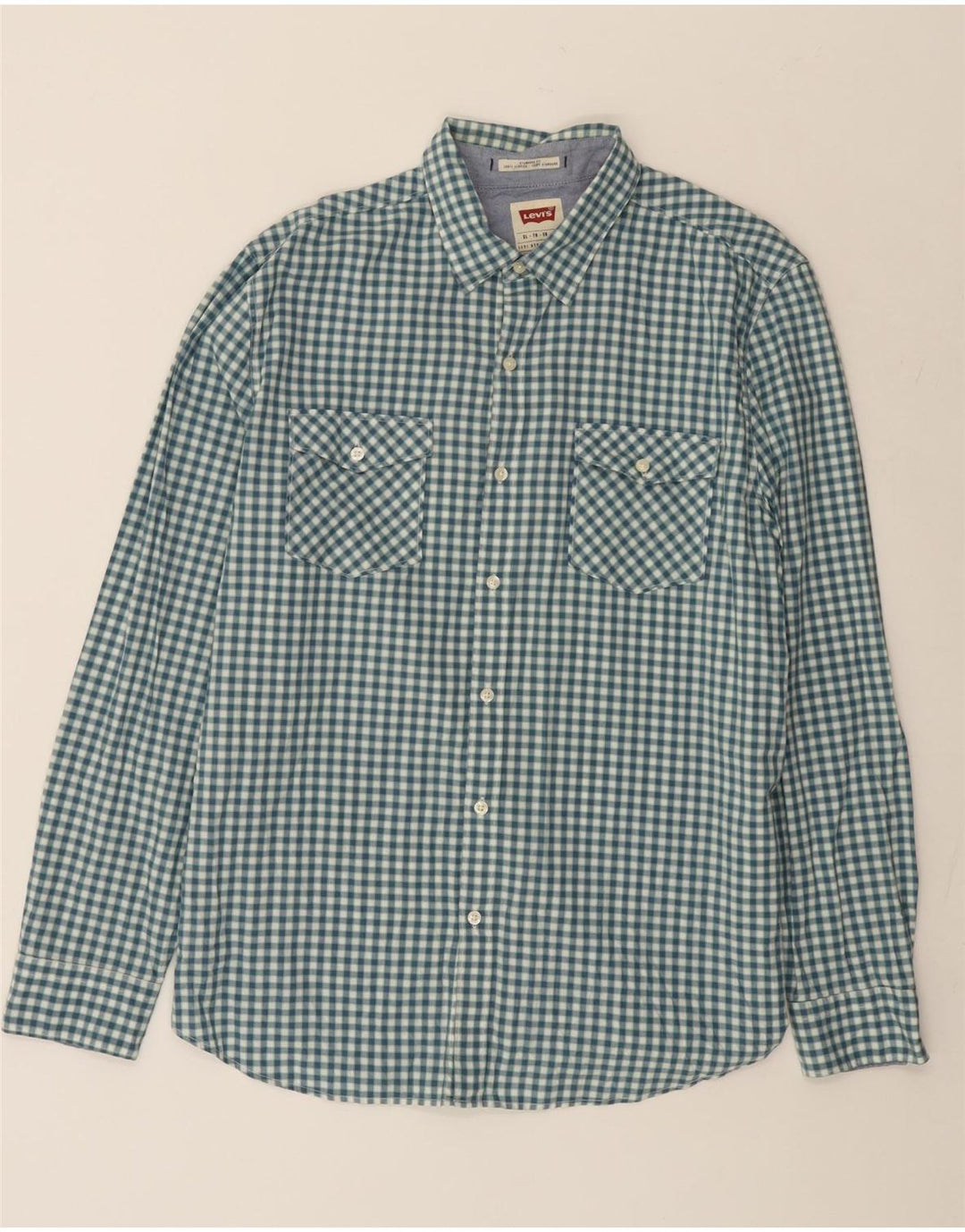 Levi's Herren-Hemd mit Standard-Passform, XL, blau, Gingham-Baumwolle