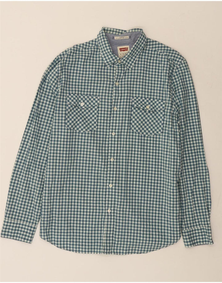 Levi's Herren-Hemd mit Standard-Passform, XL, blau, Gingham-Baumwolle