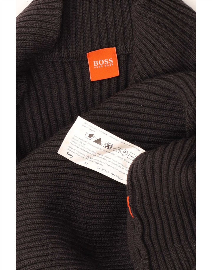 Hugo Boss Herren-Strickjacke aus mittelgrauer Schurwolle
