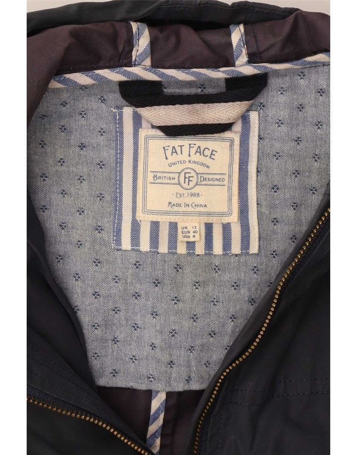 Fat Face Damen-Jacke aus gewachster Baumwolle mit Kapuze, UK 12, Mittelmarineblau, Polyester