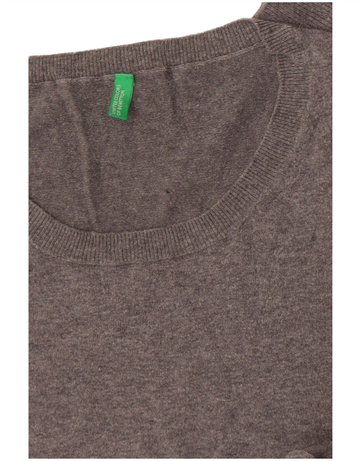 Benetton Herren-Pullover mit Rundhalsausschnitt, Mittelgrau