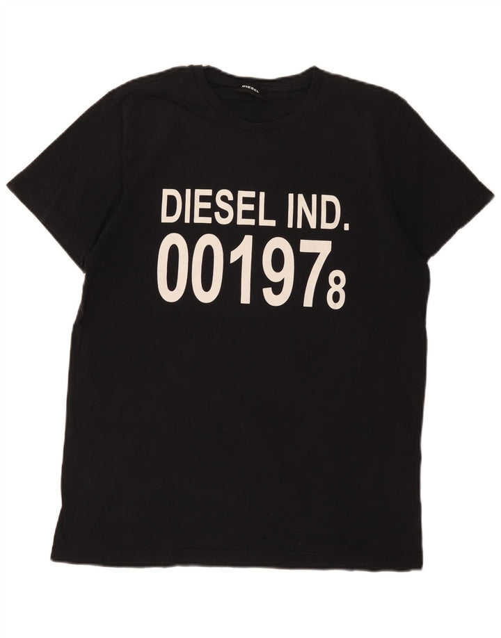 DIESEL Herren Grafik-T-Shirt-Oberteil aus mittelschwarzer Baumwolle