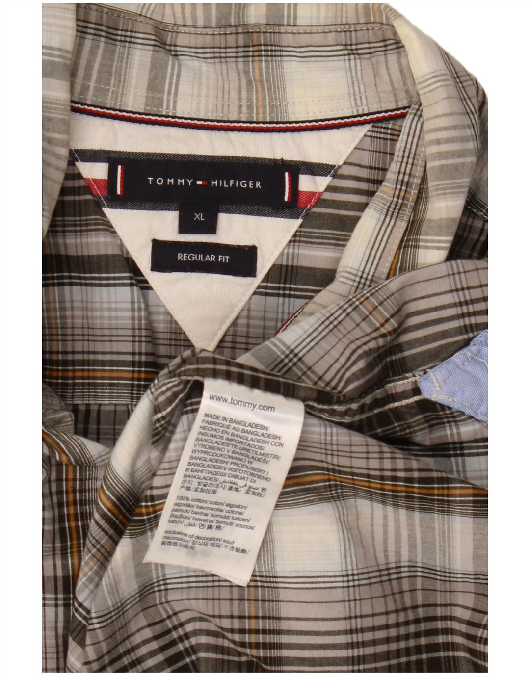 Tommy Hilfiger Herren-Hemd mit normaler Passform, XL, grau kariert, Baumwolle