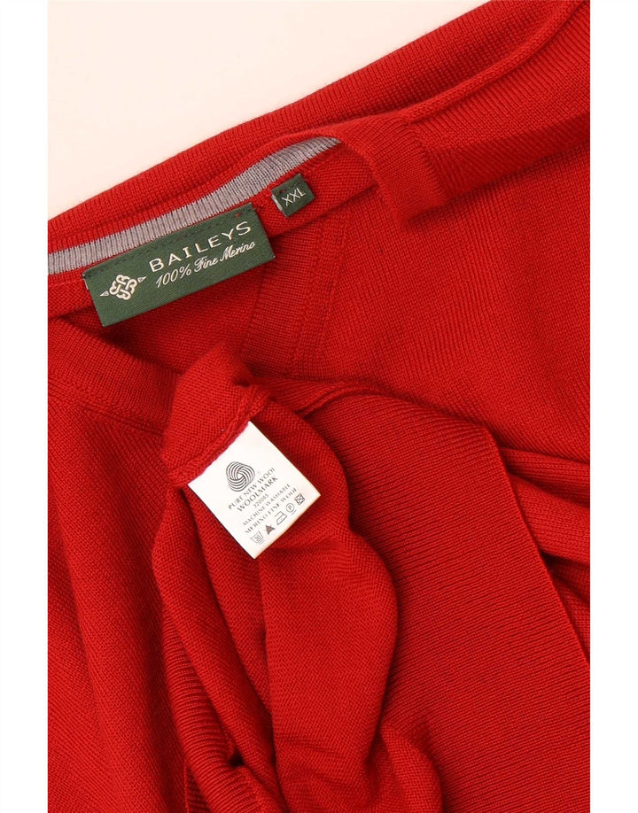 Baileys Herren-Pullover mit V-Ausschnitt, 2XL, rote Schurwolle