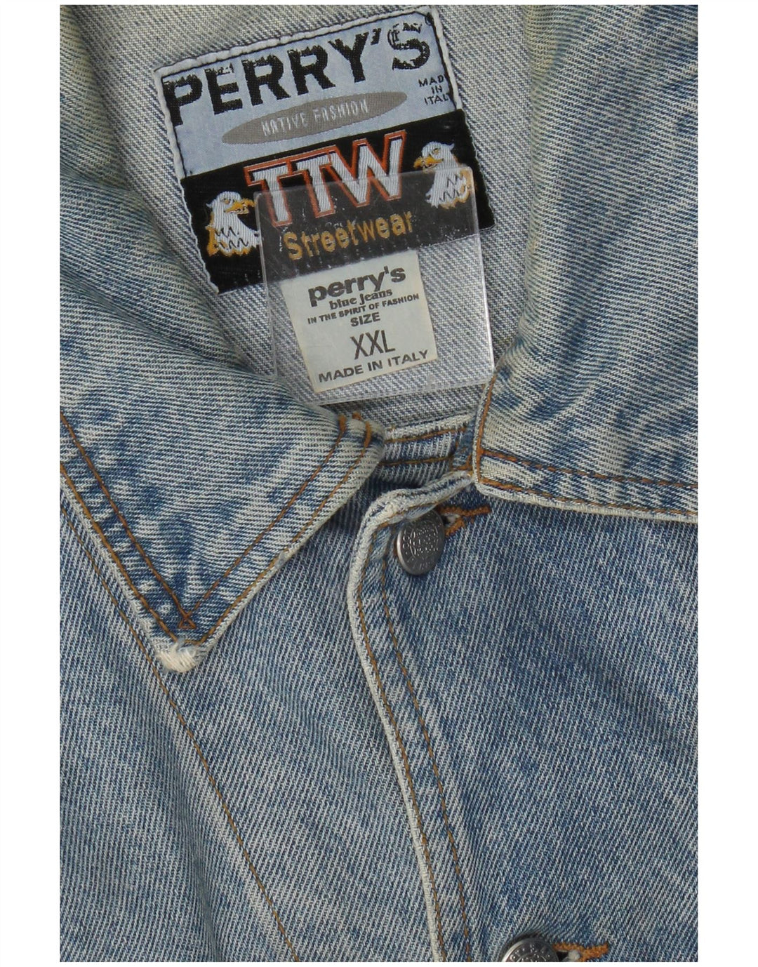 Perry's Herren Jeansjacke UK 44 2XL Blaue Baumwolle