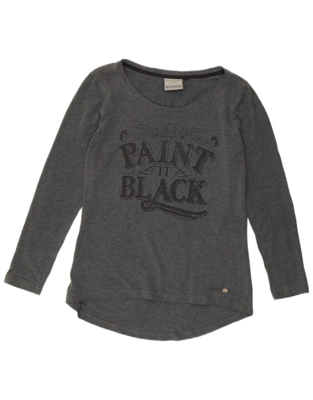 CHAMPION Damen Heritage Fit Graphic T-Shirt Top UK 14 Large Grau