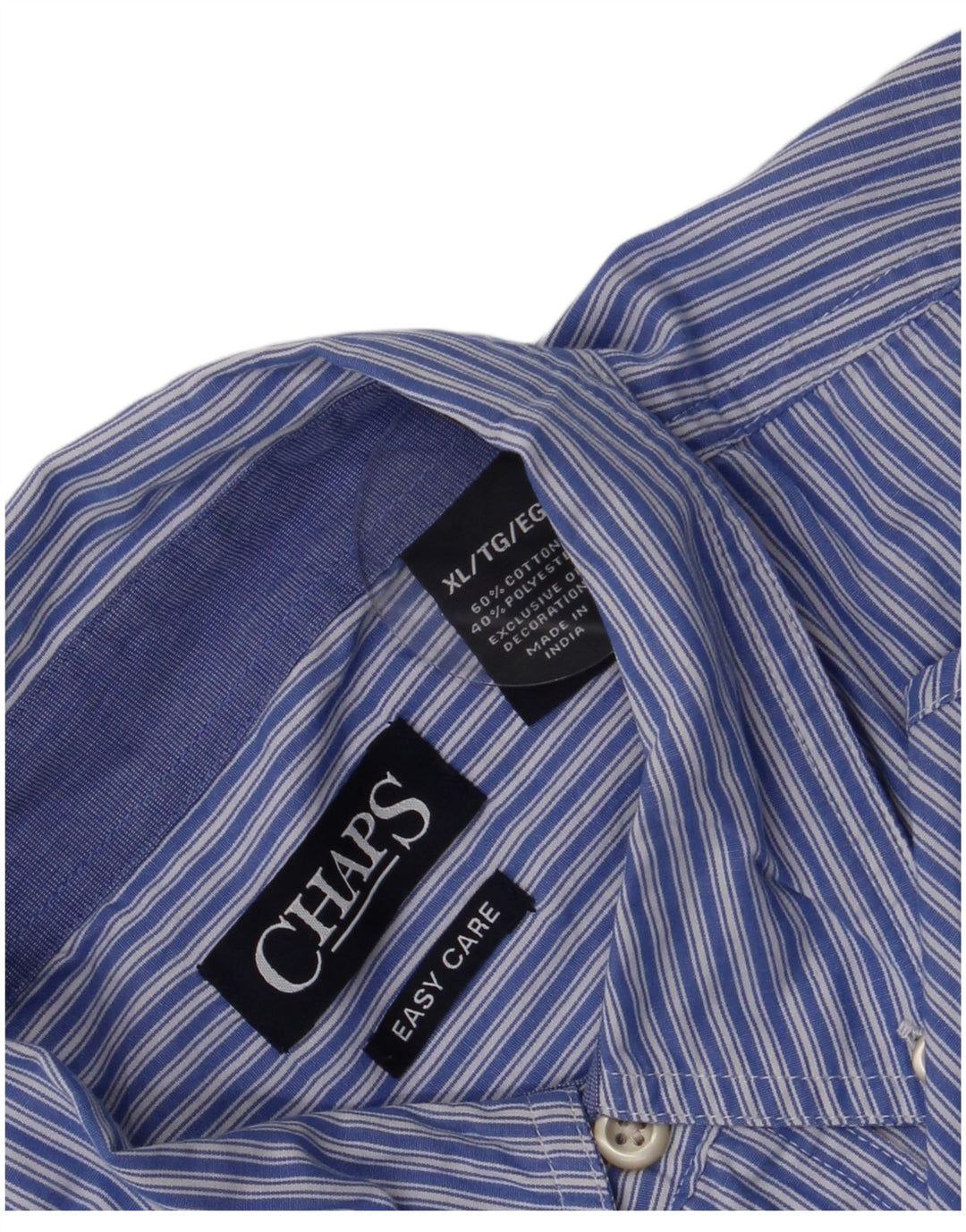 Chaps Herren-Hemd, pflegeleicht, XL, blau gestreift, Baumwolle