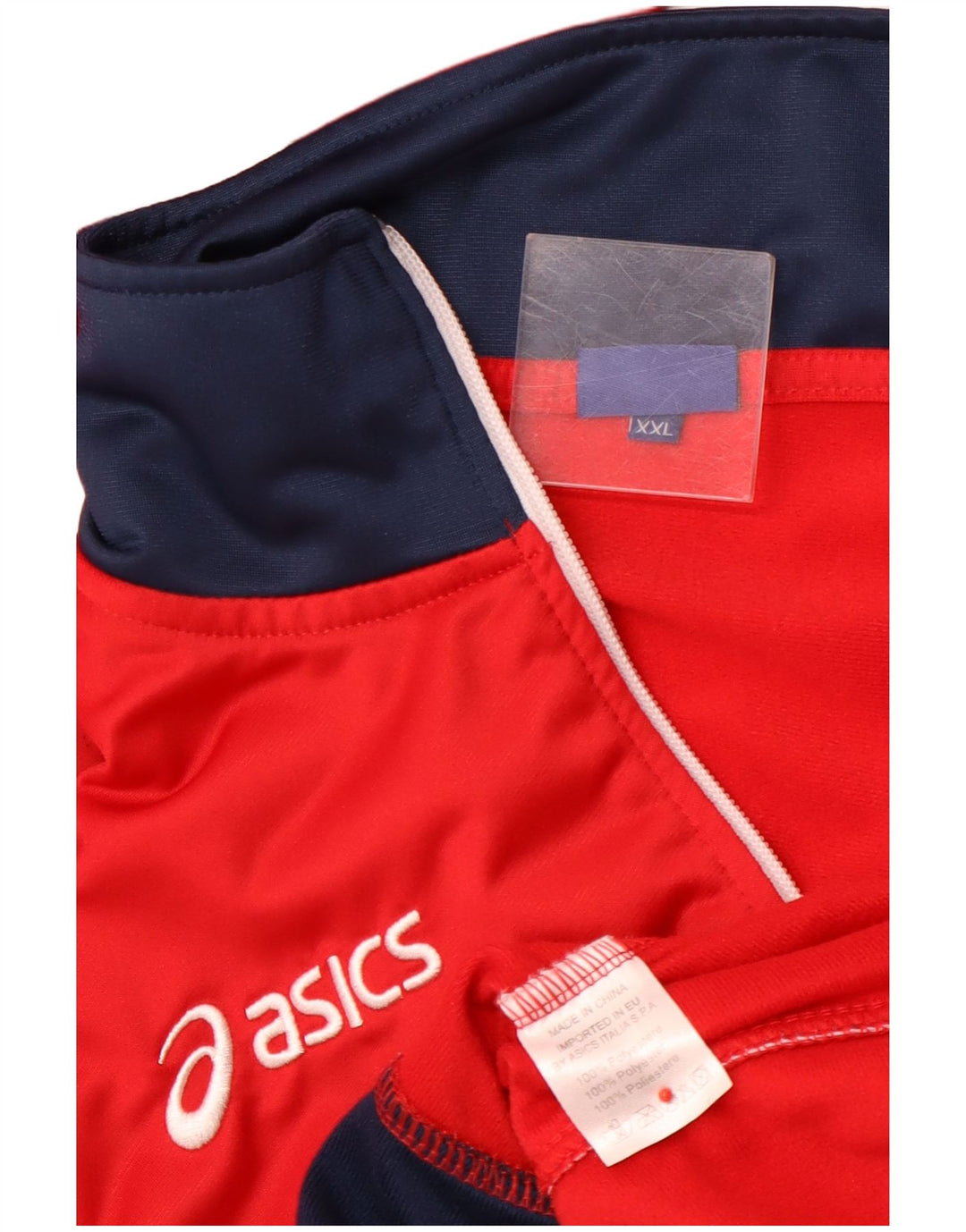 ASICS Mens Tracksuit Top Jacket 2XL Red Colourblock Polyester