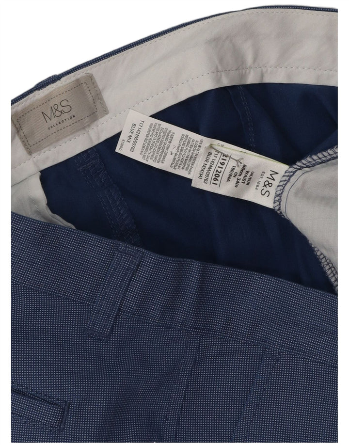 Marks & Spencer Herren-Chinoshorts W34, Größe L, Blau, Baumwolle