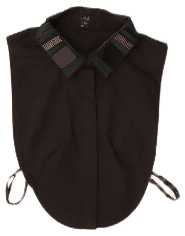 Cos Damen-Hemd mit abnehmbarem Kragen, Fake-Shirt, XS, schwarze Baumwolle
